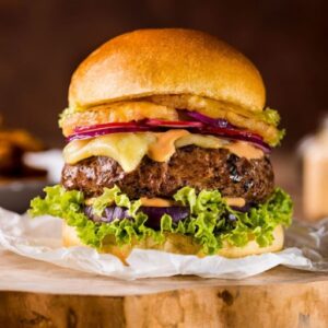 Hawaiian Burger Meal with Chips and Drinks