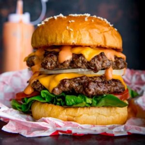 Mega Cheese Burger with Chips and Drinks